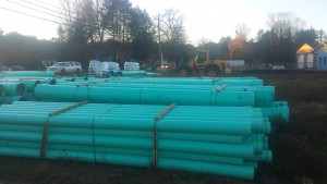 Piping and other construction material on Little River Road, taken last October