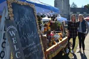 Natalie Gaudino and Malerie Hinckley, new owners of Farmhouse Finds Custom Design, were showcasing their business at the Westfield Farmers' Market on Thursday afternoon. The women will also participate in the December market.
