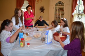 The first community service project of the newly formed Clever Clovers 4-H Club of Westfield was making apple pies for the residents of the Samaritan Inn. Left to right are members Amelia Kelso, Emma Avery, 4-H leader Kim Avery, Rachael Cyrankowski, Mia Nagle, Lilly Winslow, and Abby Tremblay.