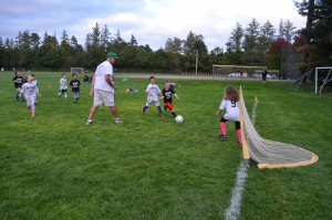 Charlie Anne White, 5, defends the goal during a Pee Wee soccer game, sponsored by the Westfield Parks and Recreation Department.