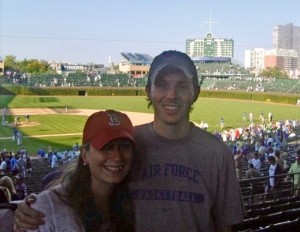 Evan Kreke, right, and wife, Rebecca, at a Cubs game. (Submitted Photo)
