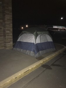 A photo of the tent in front of Moe's, submitted to The Westfield News. 