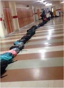 An image of backpacks lined up in a hallway of Westfield High School on Friday October 29, 2016. (photo from Facebook) 