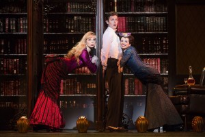 National Touring Company. (L-R) Kristen Beth Williams as Sibella Hallward, Kevin Massey as Monty Navarro and Adrienne Eller as Phoebe D'Ysquith in a scene from "A Gentleman's Guide to Love & Murder." Photo by Joan Marcus.