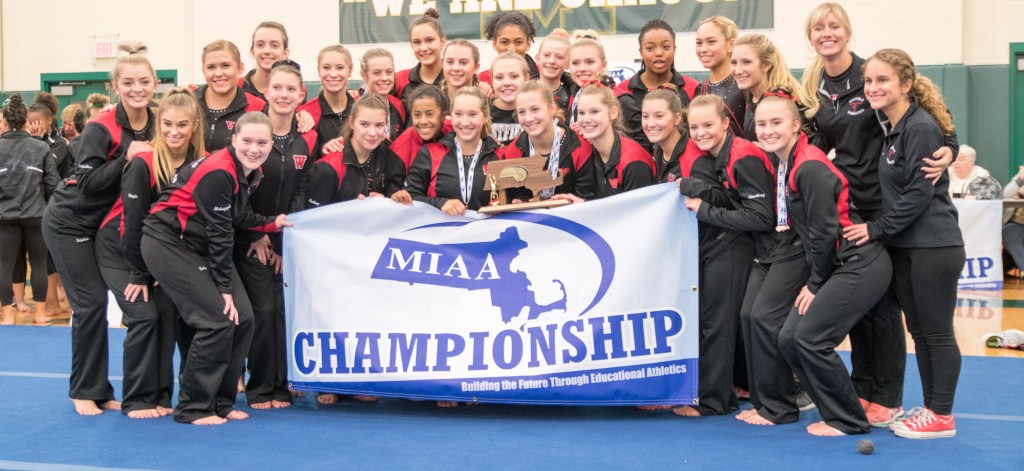 The Westfield High School gymnastics team captures the Western Mass championship for the 10th consecutive season. (Photo by Bill Deren)