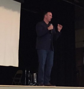 Chris Herren spoke at Westfield Technical Academy on Tuesday night to speak about his struggles with addiction. (Photo by Greg Fitzpatrick)