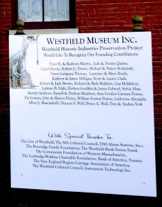 Signage at The Westfield Museum credits founding donors. (Photo by Amy Porter)