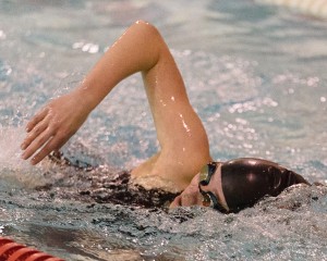 Chloe Schumacher swims ahead for Westfield Tuesday against visiting South Hadley. (Photo by Marc St. Onge)
