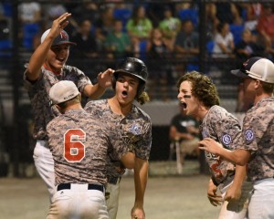 Tri Valley (CA) celebrates a 2016 World Series of Babe Ruth Baseball 14-Year-Olds at Bullens Field in late August. (Photo by Marc St. Onge)