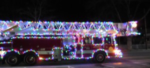 Enfield's Ladder Truck had the biggest display in the Russell Parade of LIghts.