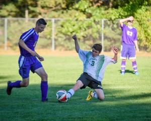 St. Mary freshman striker Jack Lamirande (3) makes the extra effort to get to the ball during a 2016 regular season contest. (Staff Photo)