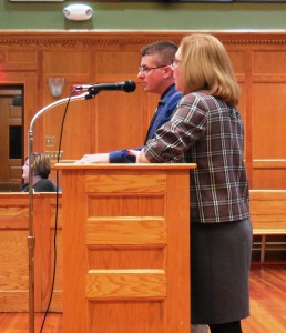 Westfield Public Schools Superintendent Stefan Czaporowski and Denise Ruszala, director of assessment and accountability, give a state of the district presentation to the School Committee Monday. (Photo by Amy Porter)