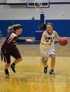 Lucy Barrett scored 15 points for Westfield and drilled a big three-pointer to start the fourth quarter in a 92-72 win over Springfield. (Photo courtesy of Westfield State University Sports)