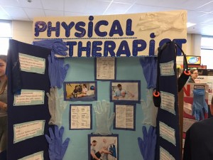 This Physical Therapy display is one of many examples of the interactive component that the eighth graders put on display. (Photo by Greg Fitzpatrick)