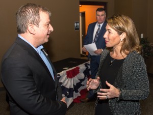 Nabil Hannoush speaks with Lt. Governor Karen Polito (Photo by Lynn Boscher)