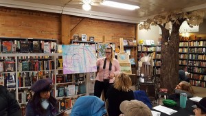 Members of ArtWorks Westfield were recently reviewing ideas by local artists including Julie Desharnais on events for the city at Blue Umbrella Books on Main Street.
