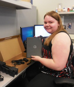 WTA Senior Amanda Lynch is doing her Business Tech internship at the Tech Center. (Photo by Amy Porter)