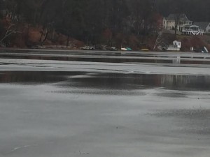 Middle Pond, on Congamond Lake, has open ice due to the recently warmer temperatures. (Photo by Greg Fitzpatrick)