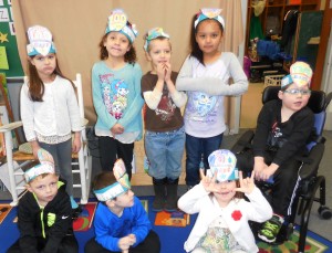 Kim Avery's kindergarten class made 100 day of school celebration hats.
