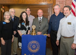 Joe Langone (third from right), the principal of Westfield Technical Academy and guest speaker Monday at the weekly meeting of the Rotary Club of Westfield,poses with some of the club’s former presidents – from left, Kate Phelon, Rick Teodore, Jennifer Gruszka, Rene Laviolette, Lynn Boscher and Eric Forish. (Photo courtesy the Rotary Club of Westfield)