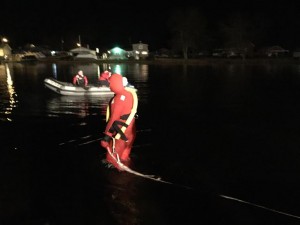 Members of the Southwick Fire Department went out in the water to be a part of the mock rescue. (Photo by Greg Fitzpatrick)