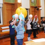 Highland elementary students as planets for presentation.