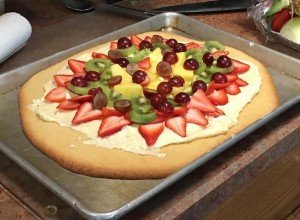 The fruit pizza is one of two dishes that the culinary students made for the seniors. (Photo by Greg Fitzpatrick)