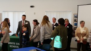 Rep. John Velis talks with White Oak School students and faculty
