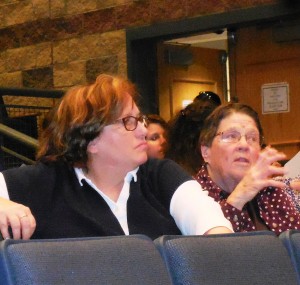 Chester School Committee members Diane Dunn and Shirley Winer participate in the budget hearing.