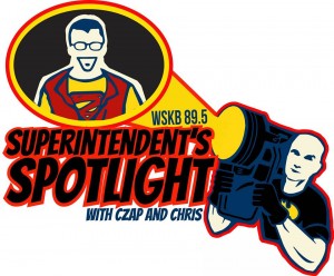 The newly redesigned "Superintendent's Spotlight" logo, with Christopher Rogers as Batman.