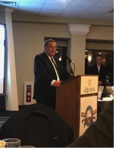 Dan Welch, President of Westfield Babe Ruth League, speaks at the 2017 Western Mass Baseball Hall of Fame Induction Ceremony on January 26, 2017.