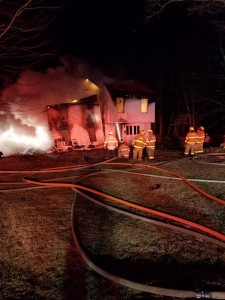 A structure fire occurred in Blandford late Saturday night. (Photo courtesy of Blandford Fire Department)