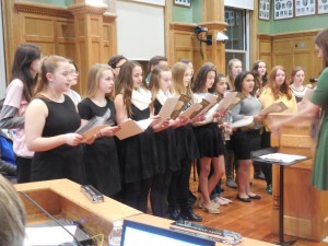 The North Middle Middle School 8th grade Chorus performed for the School Committee Monday evening.